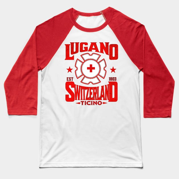 Lugano Switzerland Baseball T-Shirt by HUNTINGisLIFE